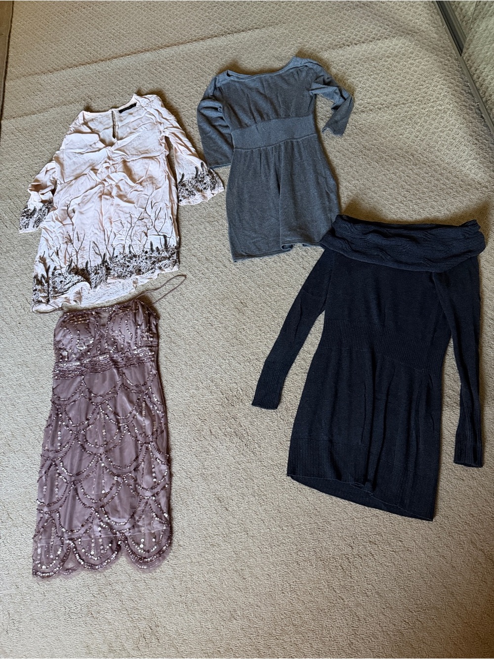 4 dresses, different brands